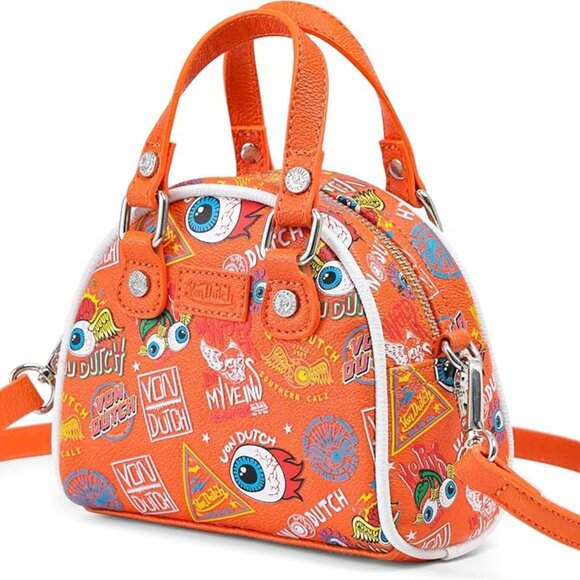 Von Dutch Women's Jax Bowling Bag Purse Handbag with Shoulder Strap New NWT - Picture 2 of 4